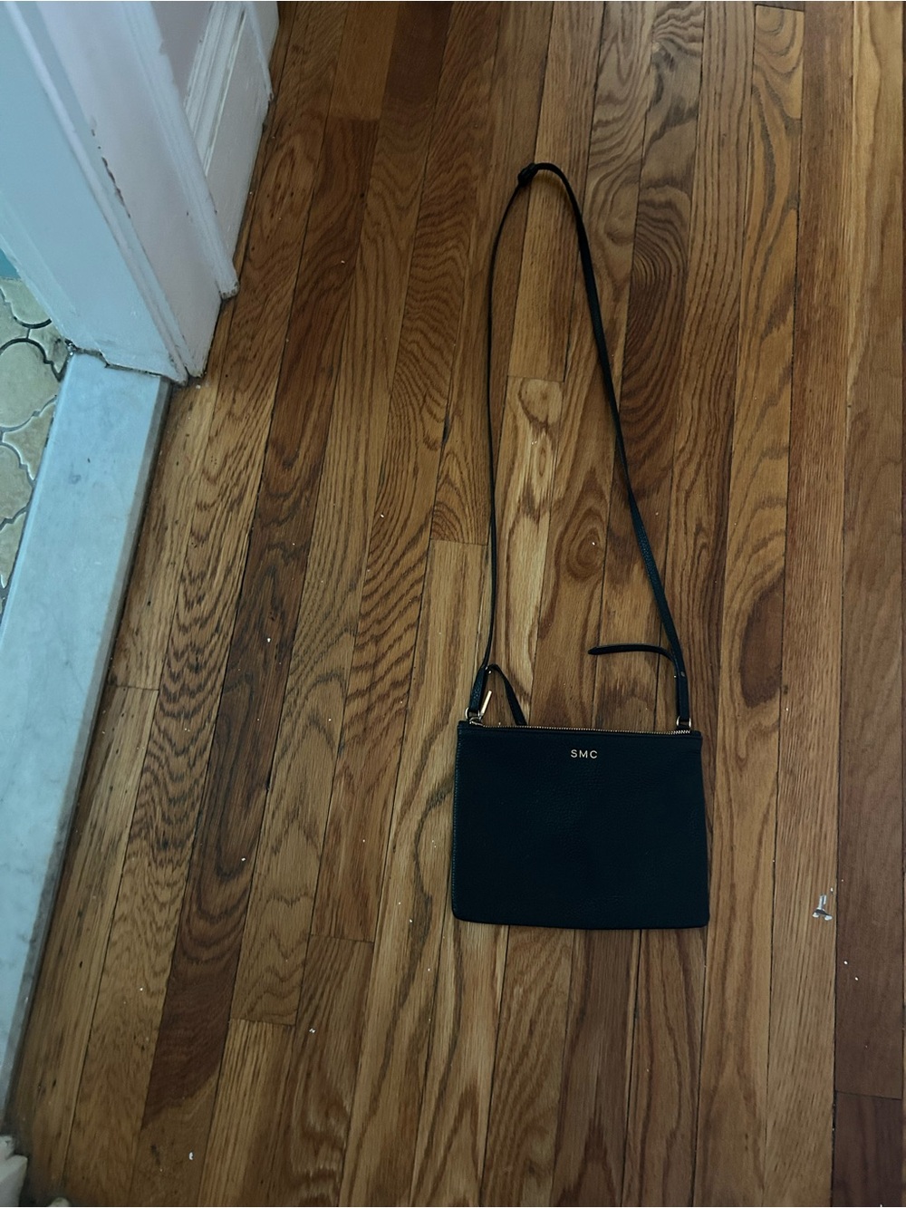 Cuyana Black Pebbled Leather Crossbody Bag